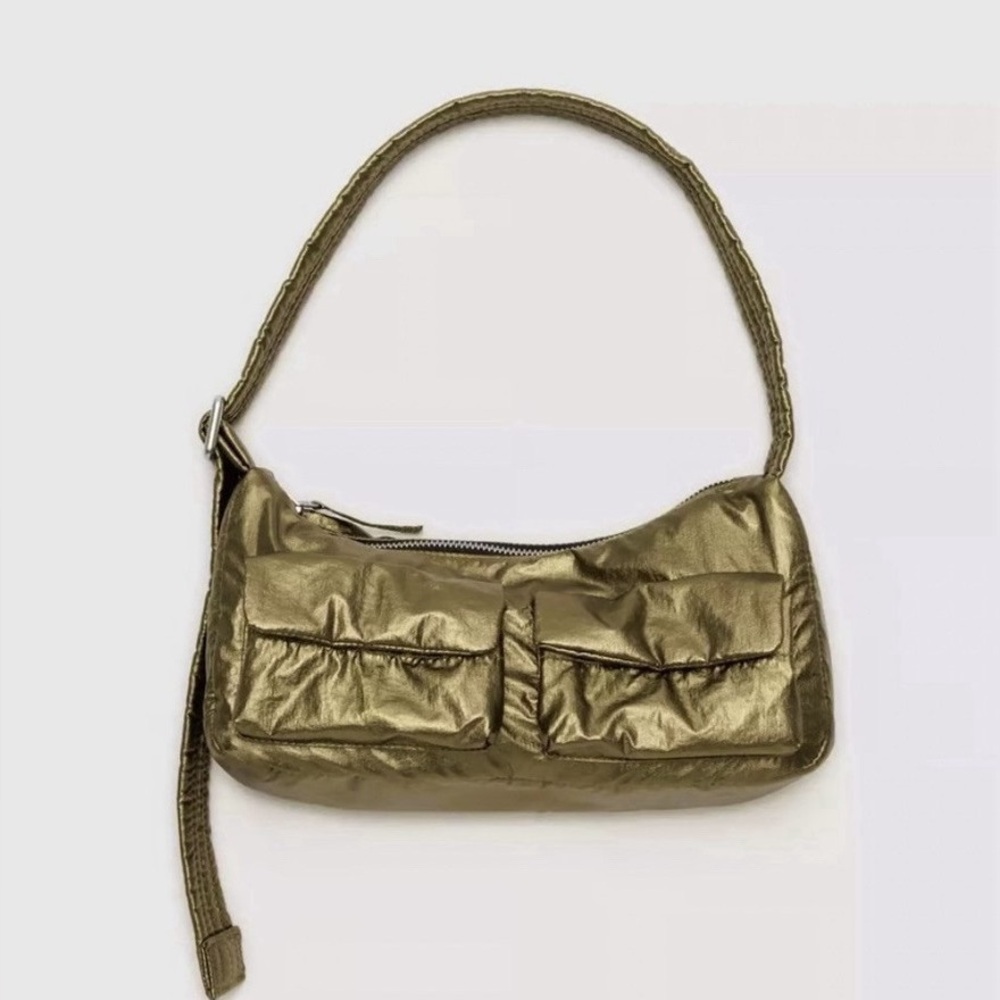 Metallic Baggu Cargo Shoulder Bag Brass